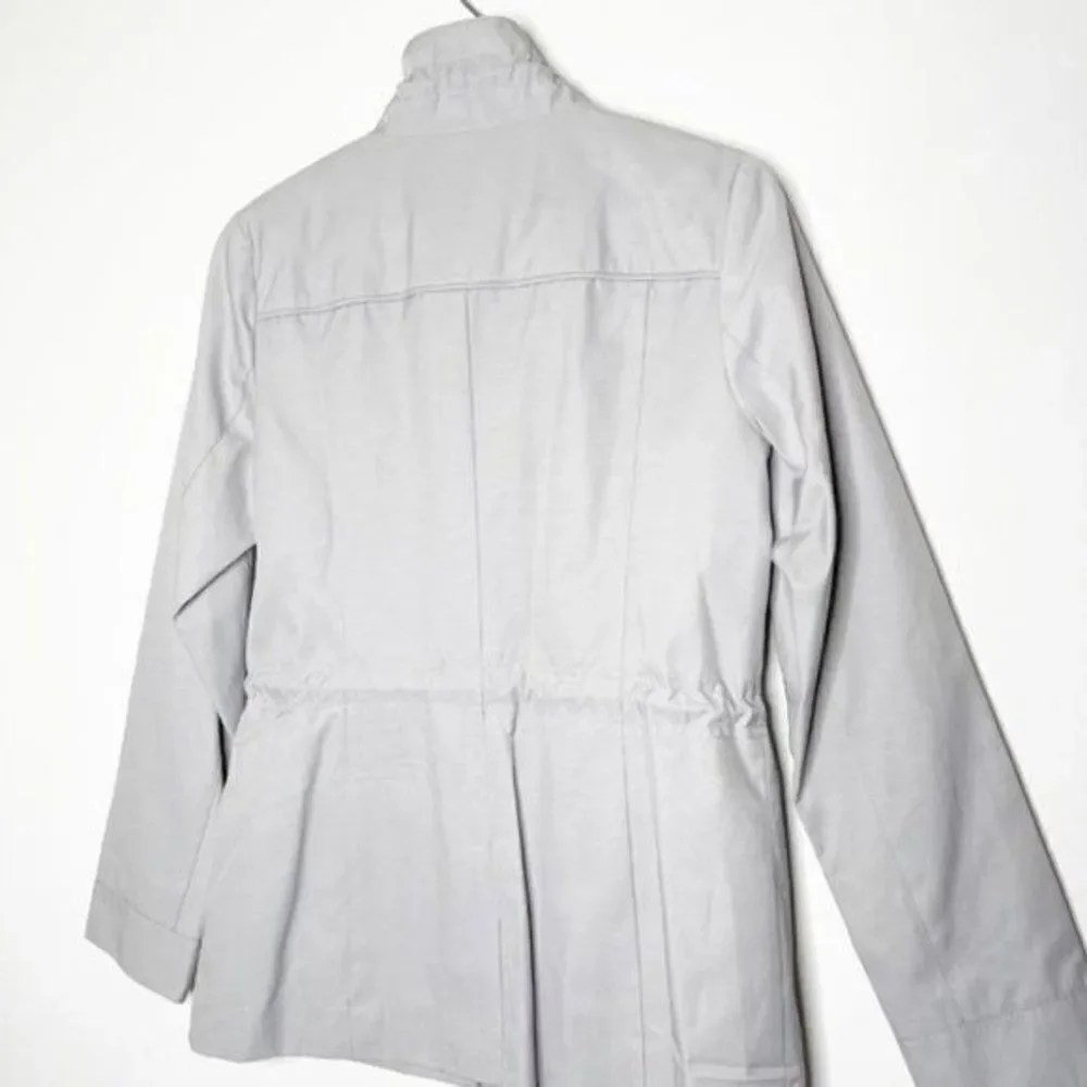NWT Cole Haan Utility Anorak Jacket Fog Gray Drawstring Waist Small Coastal Chic